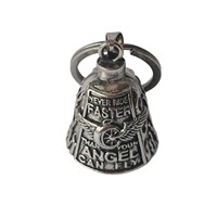 Cloche de moto en métal gravée avec des ailes d'ange, cloche de protection, style hip-hop, impression sérigraphique pour le Nouvel An, cadeau