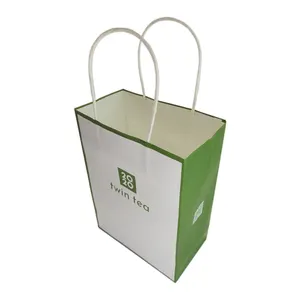 Customized Logo Screen Printed Shopping Gift Paper Bag with Ribbon Handle for Pants/Beauty/Makeup/Scarf Products Packaging