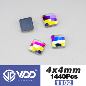 VDD ขายส่ง คริสตัลแก้วทรงสี่เหลี่ยม 1440 ชิ้น สีคริสตัล AB แบบติดด้วยความร้อน รูปทรง 3 มิติ สำหรับตกแต่งเล็บ DIY - Product Image 3
