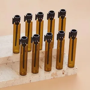 Vuoto 1ml 2ml campione Tester chiaro olio essenziale bottiglia ambra Mini vetro profumo fiale Mini tubo di vetro