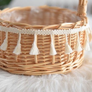 Handmade Woven Rattan Flower <b>Basket</b> 20cm Round Decorative For Home Hotel Gift - Product Image 3