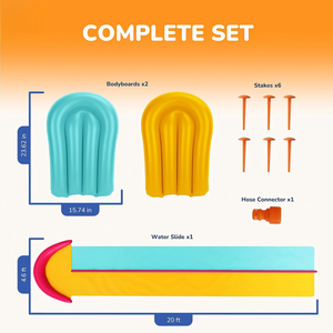 Colorful Dual Lane Water Slide with Safety Landing Zone and 2 <b>Boogie</b> <b>Boards</b> for Kids Backyard Racing - Product Image 5