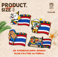 Ensemble d'accessoires promotionnels OEM ODM : Aimants de réfrigérateur en bois style thaïlandais, thème drapeau national et folklorique, souvenirs de voyage