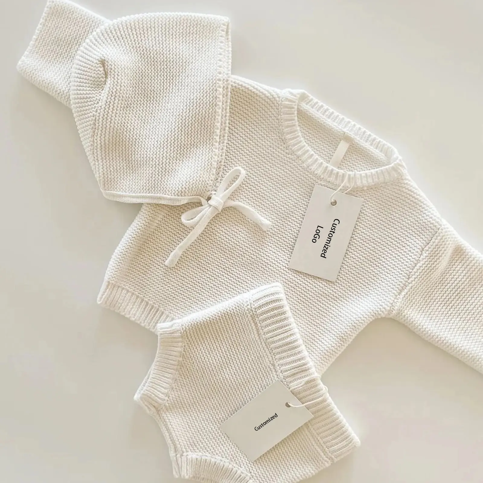 Nieuw Geboren Biologisch Katoen Gebreide Set Chunky Baby Sweater Kleding Gebreide Baby Kleding Set