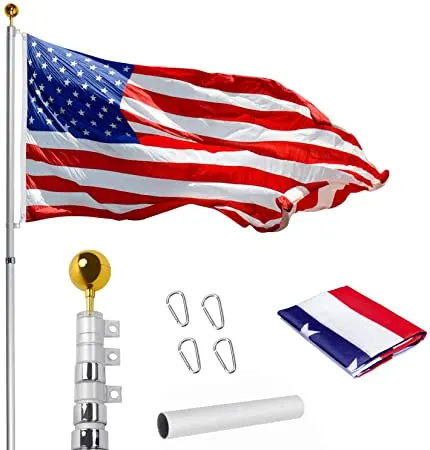 HIght Quality 16 20 25Ft Aluminum garden flag pole telescopic flag poles poles for flags