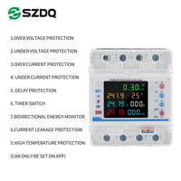 Disjoncteurs intelligents WiFi Tuya 4 phases 380V 100A, compteur d'énergie bidirectionnel industriel, protecteur de tension 6kA