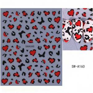Autocollants pour ongles 3D motif léopard, mignons, nœud papillon noir et rouge, autocollants adhésifs pour ongles, autocollants de manucure dessin animé, nœud <span class=keywords><strong>d</strong></span>'amour - Product Image 6