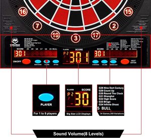 Win.max Customizable Plastic <strong>Electronic</strong> <strong>Dart</strong> Board Sets Automatic LED <strong>Scoreboard</strong> 13'' Target Size Segment Holes CE/FCC/WEEE - Product Image 3
