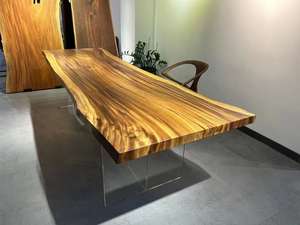 Уникальный дизайн, оптовая продажа с фабрики, плита Monkeypod, эпоксидная плита из цельного орехового дерева, обеденный стол из смолы - Product Image 6