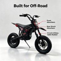Moto tout-terrain électrique pour enfants en gros, 36V 350W/500W, avec pneus gonflables de 14 pouces et double suspension, idéale pour le marché des cadeaux