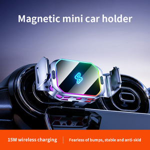 Support de chargeur de <span class=keywords><strong>voiture</strong></span> sans fil universel 15W à faible MOQ, mini format, léger, avec rotation à 360°, lumière RGB lumineuse pour téléphone BK81 - Product Image 4