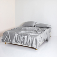 Vente en gros, Textile de luxe de haute qualité, couleur unie, drap de lit en soie, housse de couette, ensembles de literie pour lit double, Queen, King