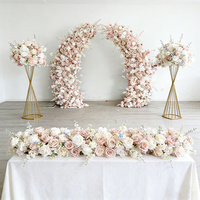 Arche florale artificielle rose poudré et blanche, arrangement de fleurs en soie pour toile de fond de cérémonie de mariage, banquet, décoration de scène, ornement