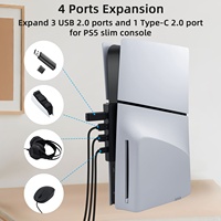 Hub USB DOBE 4 ports pour console PS5 Slim UHD Disc Edition/Digital Edition, prend en charge le port d'alimentation et le port de transmission
