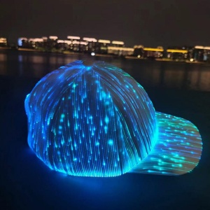 Customizable Wholesale Fiber Optic Fabric <b>Hat</b> USB Rechargeable Luminous Baseball Cap Glow at Night - Product Image 3