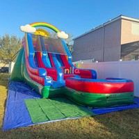 Toboggans aquatiques gonflables tropicaux, château gonflable, toboggan aquatique gonflable de qualité commerciale pour enfants et adultes, été, jardin