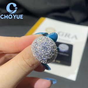 Factory 925 Sterling <b>Silver</b> Custom Ball Shape VVS Moissanite <b>Ring</b> Ice Out Eternity Band Hip Hop <b>for</b> <b>Men</b> Pass Diamond Tester GRA - Product Image 1