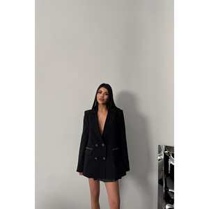 Veste en cuir de mouton réversible pour femmes, design élégant, boutons noirs, tissu extensible teinté, pour le printemps, l'automne et l'hiver - Product Image 6