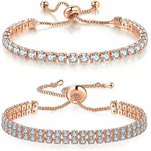 Pulsera <span class=keywords><strong>de</strong></span> tenis clásica y moderna con circonitas cúbicas, chapada en <span class=keywords><strong>oro</strong></span> sobre cobre, cadena ajustable, brazalete <span class=keywords><strong>de</strong></span> circonitas, regalo <span class=keywords><strong>de</strong></span> joyería unisex - Product Image 3