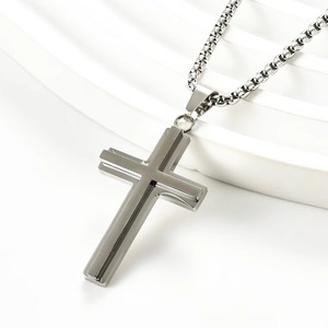 Colliers pendentifs croix en acier inoxydable avec breloque chaîne Punk Christ Jésus, bijoux Hip Pop pour hommes et femmes, bijoux de foi - Product Image 5