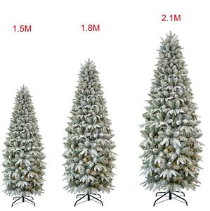 Sapin de Noël artificiel floqué multi-tailles en PE/PVC, pré-éclairé par LED, avec charnières, pour intérieur, idéal pour la décoration de la maison - Product Image 3