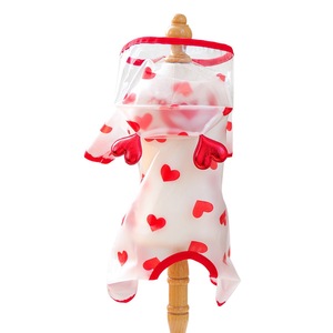 Pet Raincoat Heart Print Waterproof Coat For <b>Small</b> Medium Dogs Cats Four Seasons Outdoor Wear - Product Image 4