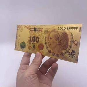 New Argentina 100 Argentinian Peso Plastic Fake Banknote 24k Gold Plated Foil Paper Money With Color Printing - Product Image 3