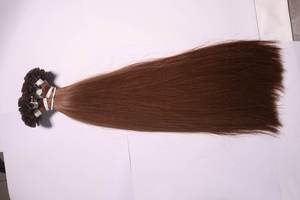 Cabello humano 100% (cabello crudo) sin enredos, sin desprendimiento Extensiones de punta plana color marrón/Extensiones de cabello preadheridas - Product Image 2