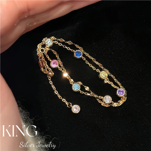 King Silver Jewelry S925 Silver Gold Plated Rainbow Bubble <b>Bracelet</b> Women's Fashion Gift Jewelry - Product Image 1