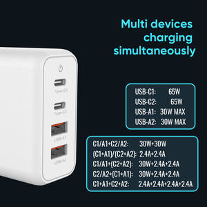 Chargeurs de téléphone GaN 65W Miccell en gros avec ports de charge rapide PD QC, <span class=keywords><strong>chargeur</strong></span> mural USB Type-C universel pour téléphones mobiles - Product Image 2