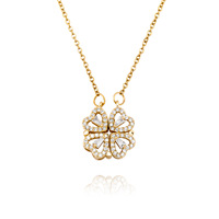Collier Pendentif Indépendant en Cuivre Plaqué Or, Nouveau Style, Zircon Incrusté, Cœur, Amour, Fleur, Fournisseur de Boutique Transfrontalier