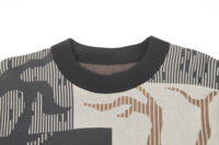 Pull-over homme anti-rides à col rond pour l'automne et l'hiver, motif arbre, tricot polyester/coton, logo sur le devant