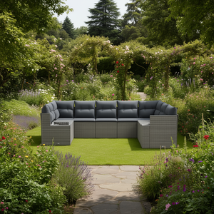 Ensemble de canapés de jardin en rotin gris foncé 6 places Design contemporain pour l'extérieur - Product Image 2