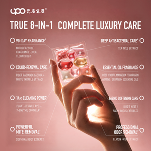 UPO Capsules de lessive jetables 8-en-1 aux huiles essentielles, parfum floral Rose & Magnolia, détergent longue durée 400g - Product Image 4