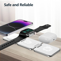 Support de charge sans fil pliable 3-en-1 en alliage de zinc 15W portable avec lampe et logo personnalisé pour téléphone portable à charge rapide magnétique