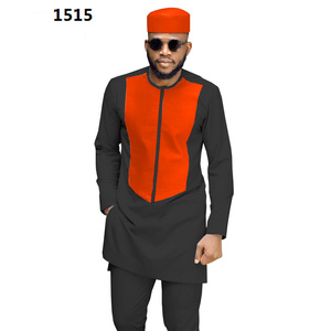 Ensemble de vêtements traditionnels africains pour hommes <span class=keywords><strong>2021</strong></span> : Manteau Dashiki, <span class=keywords><strong>chemise</strong></span> et pantalon Ankara, et chapeau tribal – Tenue de sport en coton grande taille - Product Image 3