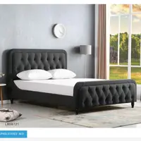 เตียงไม้ระแนงไม้ออกแบบใหม่ล่าสุดปุ่ม Tufted หนังหุ้มเตียงผ้าอิตาลี