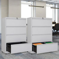 Armoire de classement latérale moderne en métal à 4 tiroirs, autoportante, verrouillable, pour la maison, le bureau, l'école, l'hôtel, l'hôpital