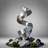Escultura Abstracta Moderna de Acero Inoxidable, Arte en Espiral Grande para Exteriores, Escultura Metálica Personalizada para Decoración de Plazas Comerciales