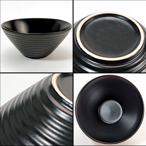 ชามราเม็งเซรามิกชุดชามก๋วยเตี๋ยว2ใบพร้อมตะเกียบและช้อนขนาด38ออนซ์ชามราเมงนุ่มสีดำ - Product Image 6