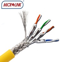 Kabel Jaringan Ethernet Bersertifikasi CE Cat8 Cat 9 Tembaga Bebas Oksigen 22AWG 23AWG SSTP Berpelindung Ganda 2000Mhz Kecepatan Tinggi 40G