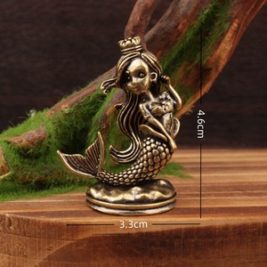 Figurine de sirène en laiton, 2 pièces, décoration de maison, ornement cadeau - Product Image 4