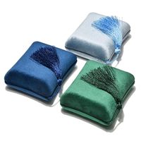 Boîte à bijoux en velours à 3 compartiments pour bagues de fiançailles et de mariage, boîte à souvenirs, boîte à bagues de mariée à trois compartiments octogonale