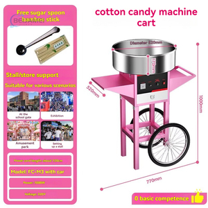 Machine à Barbe à Papa Mobile sur Roues avec Tiroir de Rangement et Contrôle de Température pour les Entreprises de Restauration Ambulante - Product Image 6