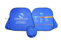 KCTION-Pare-Soleil Avant de Voiture à Double Cercle en Polyester Argenté et Protection UV, Pare-Soleil de Designer Premium avec Logo