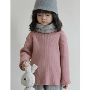 Q1785 최고 판매 간단한 디자인 편안한 아이 스웨터 소녀 니트 스웨터 풀오버 따뜻한 두꺼운 스웨터