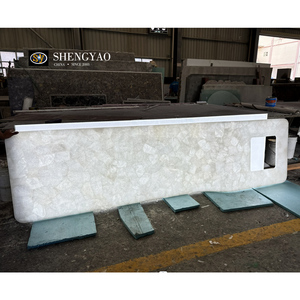 Évier double de comptoir de vanité en pierre translucide de <span class=keywords><strong>quartz</strong></span> blanc cristal clair rétroéclairé naturel - Product Image 5