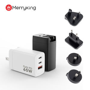 Merryking อะแดปเตอร์ USB <span class=keywords><strong>3</strong></span>พอร์ต65วัตต์ปลั๊ก<span class=keywords><strong>3</strong></span>พอร์ต QC <span class=keywords><strong>3</strong></span>.0 Type-C ที่ชาร์จติดผนังสำหรับการเดินทาง - Product Image 1