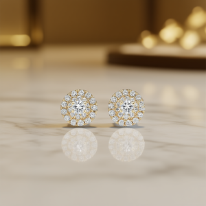 Orecchini a perno in oro bianco E1364 con diamante taglio brillante rotondo, montatura a griffe, gioielli classici da donna - Product Image 2