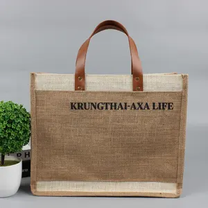 Plant Waterproof Fabric For Promotional Canvas Tote Bag With Leather Handle
